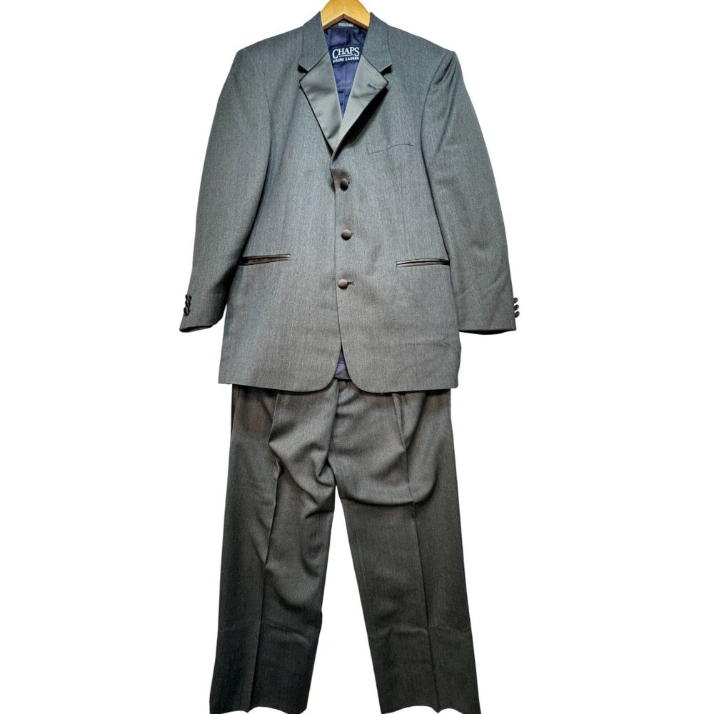 Chaps Ralph Lauren Mens 2-Piece Jacket & Pants Suit Set Size 40R 33W Gray Formal